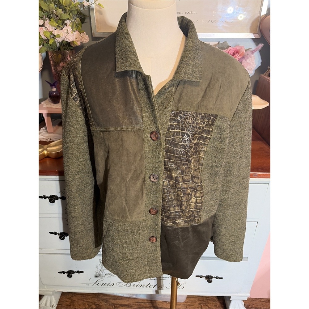 Eric Ryan Vintage Button Up Women's Patchwork Sweater Jacket Sz 16. Canada.